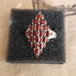 Baget Styled Garnet sterling SILVER Ring size Size 9